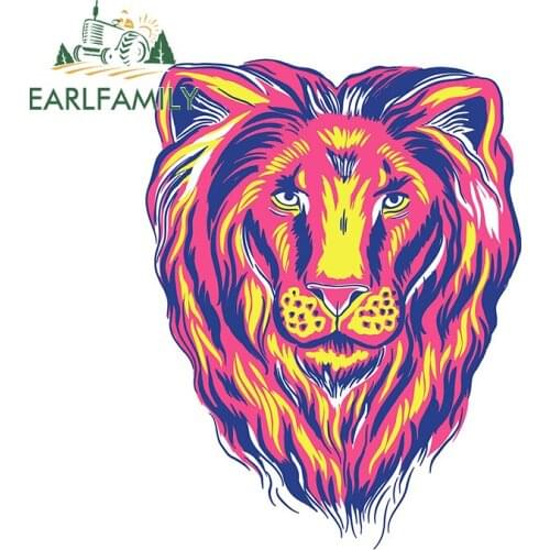 EARLFAMILY 13cm x 9.8cm for Colourful Lion Cartoon Decal DIY Car Assessoires Stickers Creativite Surfboard Waterproof Decoration