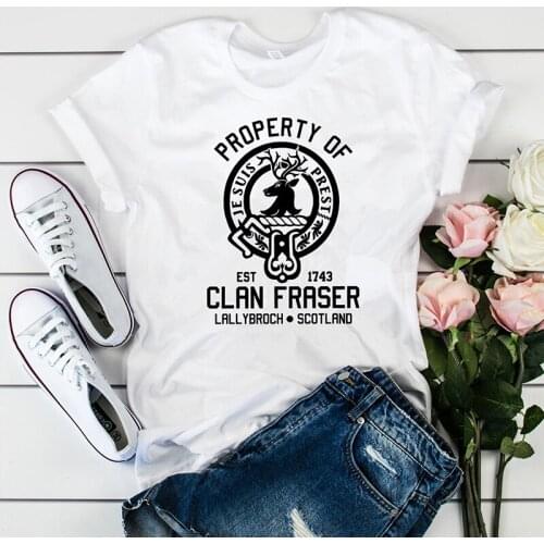Property of Clan Foster T-Shirt Women Outlander Book Series Shirt Jamie Fraser Sassenach TShirts Vintage Tv Show Tees Casual Top