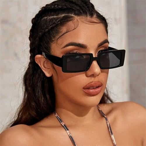 Hot Small Frame Sunglasses Women Green Retro Rectangle Sun Glasses Ladies Candy Color Transparent Shade Female gafas de sol