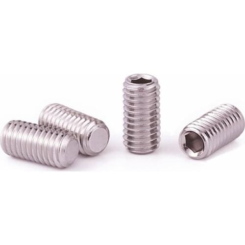 Jimmy Screw M3 M4 M5 M6 304 Stainless Steel Thread Grub Flat Point Hexagon Socket Set Screws Headless