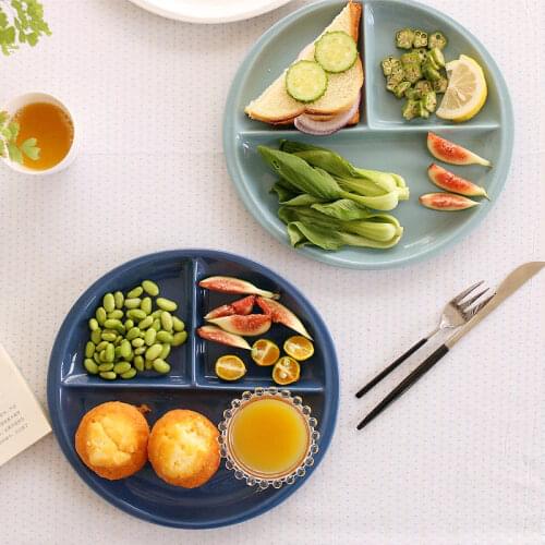 Quality Breakfast Separate Dishes & Plates Rice Dish Ceramic Porcelain Under Glazed Fruit Creative Dessert Plate Blue 10 INCH