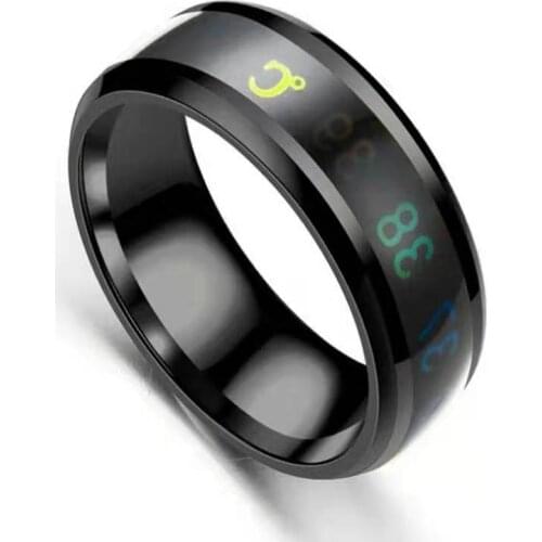 Trendy Titanium Steel Body Temperature Ring Men and Women Fashion Color Change Number Display Temperature Test Finger Rings