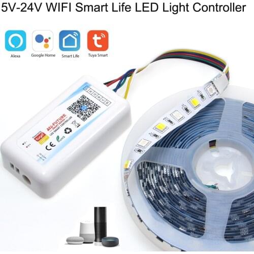 5V-24V Wifi Smart Life APP Single color/CCT/RGB/RGBWW/RGBCCT Smart Light Strip Controller Smart Home work with Alexa Google Home