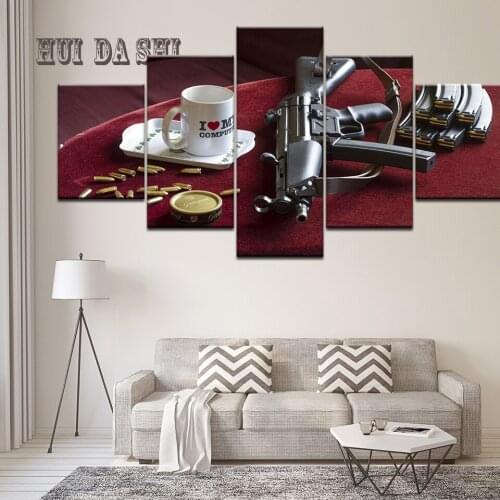 Creative Oil Picture Wall Art Apartment Living Room Home Decor Painting Arms Gun Bullet Posters HD Print Canvas Frame Modular
