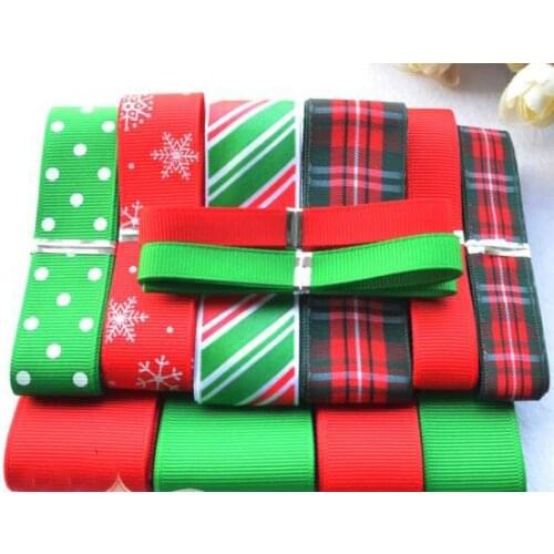 YY DIY Pretty 12M Grosgrain Merry Christmas Ribbon Set Webbing Satin Cartoon Hairbow Lace Hair Accessory dot Rib accessory