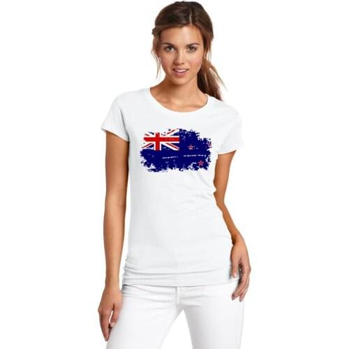 BLWHSA Summer Tops Fashion T-Shirts for Women Clothing New Zealand National Flag Short White T Shirt Camiseta Feminina Tee Shirt