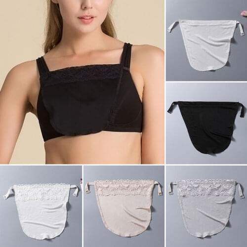 Women Mulberry Silk Camisole Quick Easy Clip-on Lace Mock Bra Insert Wrapped Chest Overlay Modesty Panel