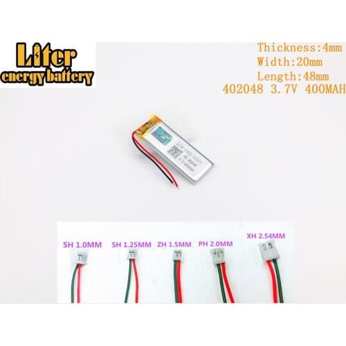 402048 3.7V 400mah lithium ion polymer battery for 3.7V 400MAH 402048 PLUG GPS MP3 MP4 MP5 polymer rechargeable battery