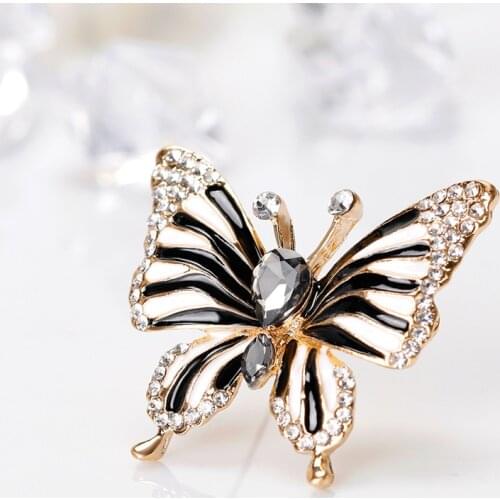 Fashion Black Butterfly Brooch Butterfly Crystal Brooch Elegant Accessories Pin