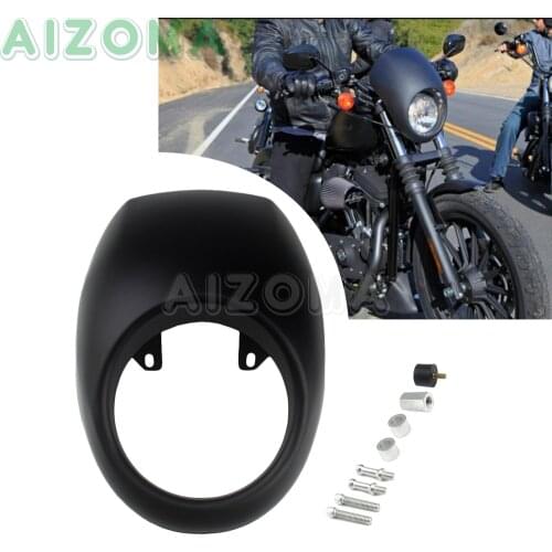 Motorcycle 5 3/4" Matte Black Headlight Fairing Cowl For Harley Sportster XL883 XL1200 Dyna Street Fat Bob FXD FXR & FXRS 73-19