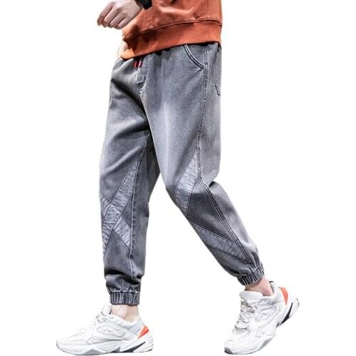 2020 Men Streetwear Blue Jeans Black Jeans Korean Fashions Harem Pants Male Denim Straight Pants