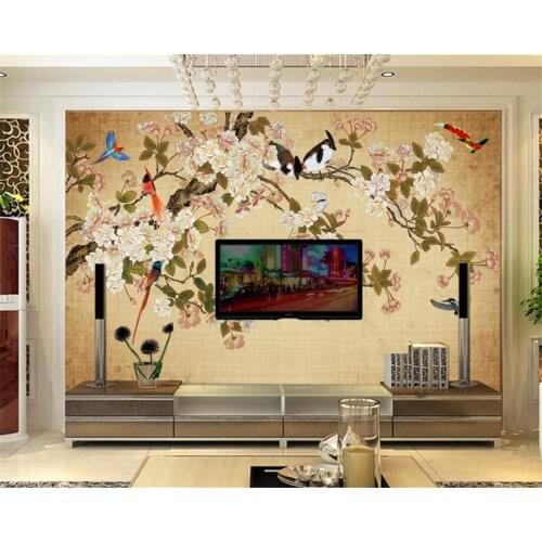 Beibehang Custom Wallpaper Chinese Hand Painted Brushwork Birds Backdrop Decorative Paintings Living Room Bedroom 3d wallpaper