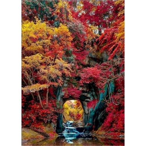 Landscape 5D Diamond Painting Creek and Tree DIY Round Diamond Embroidery Kit Mosaic Home Decoration Gift