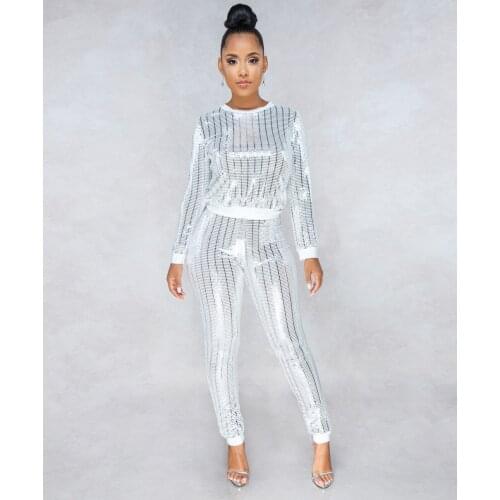 Sexy baby 001 Winter womens clothing casual fashion haute couture sequined long sleeve two-piece suit MD