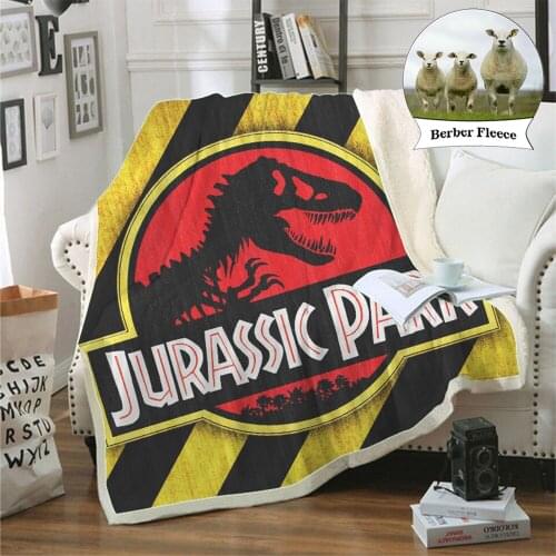 3D Print Jurassic Park Plush Throw Blanket Sherpa Fleece Bedspread Blanket Vintage Bedding Square Picnic Wool Soft Blanket