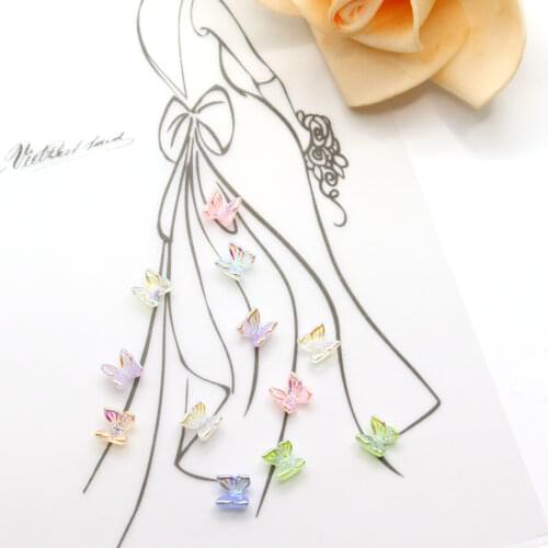 Preety 6.5mm 3D resin butterfly 25pcs Translucent flatback Nail rhinestones DIY wedding craft Decorations