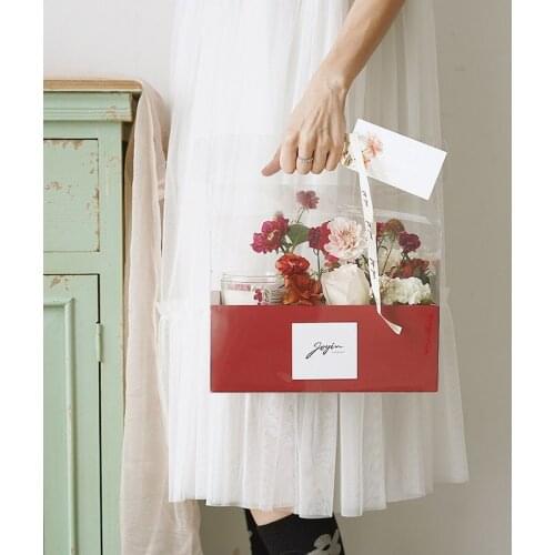 1pcs PVC portable flower Vase flower box gift PRESENT FOR FRIENDS package Holiday Decoration gift Wedding party Decor