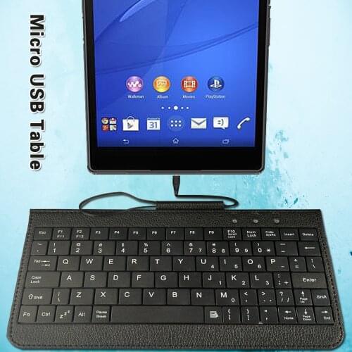 Portable Wired English Keyboard for Sony Xperia Z3 Tablet Compact 8.0 Inch Tablet Outdoor Travel Micro USB Keyboard+Bracket