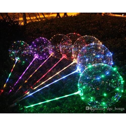 100pc LED Balloon Stick Bright Luminous Latex Balloon Childrens Toys Festival Birthday Party Supplies Wedding party decoration