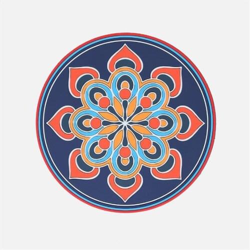 Thickened Silicone Heat Insulation Pad Retro Floral Pattern Round High Temperature Resistant Household Anti-scalding Pad M56