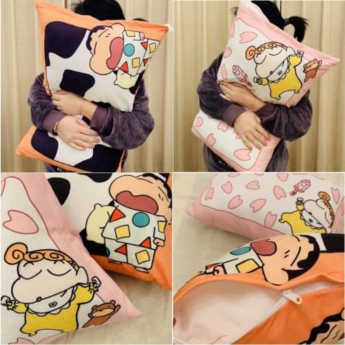 High quality Japanese Crayon Boy pillow cover Cotton double-sided printing home sofa decor cute sweet Gift For kids