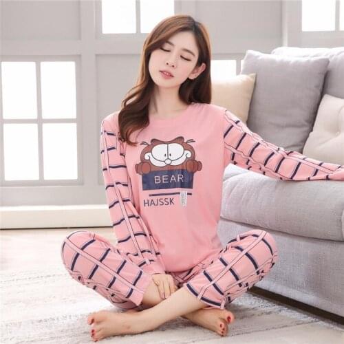 Women Summer Cartoon Nightwear Pajamas Set Leisure wear Pyjamas Sleepwear suit Home Wear