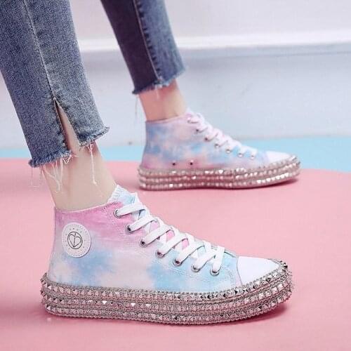 Women Canvas Shoes Women High Top Sneaker Trainers Lady Autumn Female Footwear Breathable Girl White Sneakers Plus Size 35-43