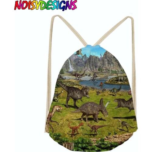 Noisydesigns Dinosaurs Animals Women Drawstring Bag Small Casual Girl kid String Backpack Shoe Clothe Package mochilas