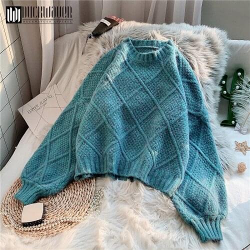 Duckwaver New Ladies Full Sleeve Women Knitting Sweater O-Neck Pullover Jumper Female Sweater Casual Knitted Girls Sweaters