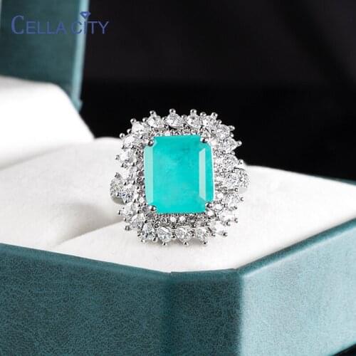 Cellacity classic 925 sterling silver ring with 10*12mm ruby gemstones sapphire emerald color silver female fine jewelry gift