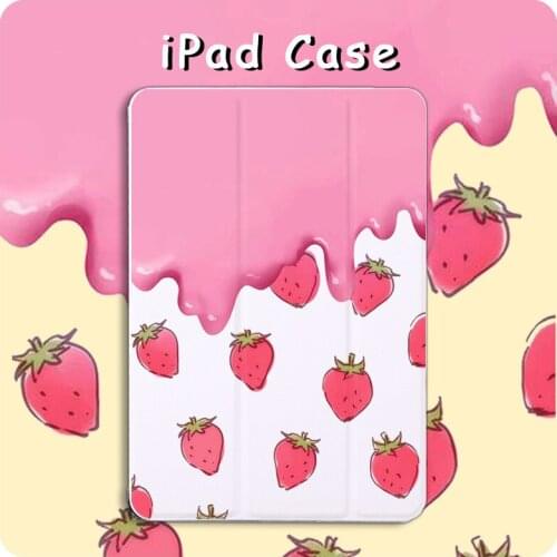 10.2-in iPad 2019 Flip Case Strawberry For iPad Mini 5 4 Tablet Case Auto Sleep Wake For iPad Air 2 Pro 2020 11''PU Protect Skin