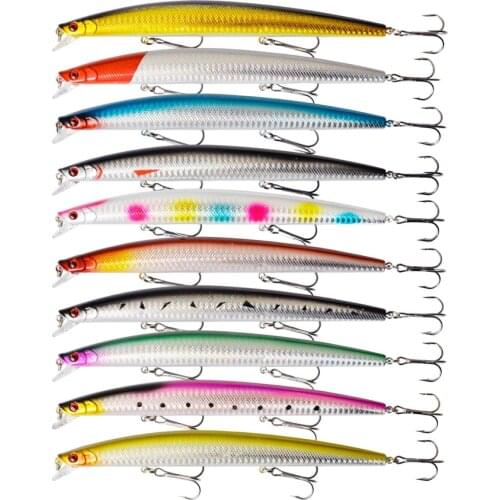 10Pcs/Set Bass Big Wobblers Fishing Lure Minnow Mixed Model Artificial Hard Bait 18cm 24g Floating Water Sea Trolling Wobbler