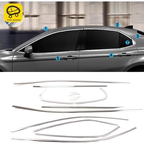 CarMango Car Accessories Door Window Pillar Trim Chrome Pad Sill Cover Frame Sticker Decoration for Toyota Camry XV70 2017-2020