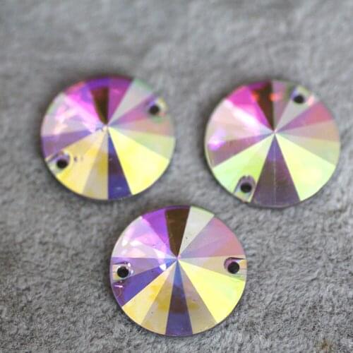 Big size 10pcs 22mm Sew on Rhinestone Crystal AB Flatback Strass Buttons For DIY Clothing Children Dress Stage clothes