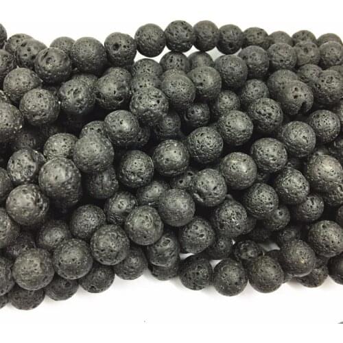 DIY Black Volcanic Lava Bead Stone Loose Beads Round Volcanic-stone Natural Stones for Jewelry Making 6-12mm Crafts 15inch A237