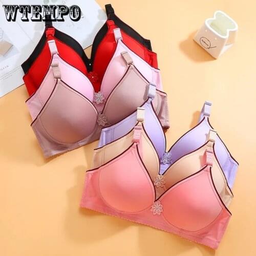 Teen Girl Bras Sexy Underwear Push Up Bra Solid Plus Size Lingerie Bralette 42/95 B C Thin Breathable Wireless Gathered Brassie