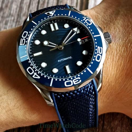 Bliger Automatic Watch For Men Genuine NH35A Miyota8215 Movement Date Sapphire Glass Rubber Strap Green Lume Ceramic Bezel 41mm