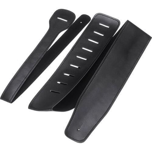 Black Guitar Strap PU Leather Head Adjustable Guitar Shoulder Strap for Electric Guitar Bass Parts Accessories