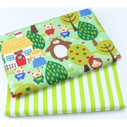 Bear Stripe Cotton Fabric For Kids ,Sewing Patchwork Cloth,DIY Quilting Fat Quarters Material Fabric For Children Baby