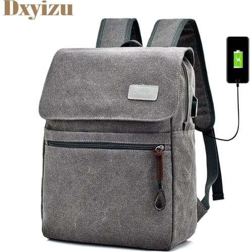 Men Canvas Backpacks USB Charging Bags Large Capacity Men Travel Backpacks Preppy Style Mens School Bags Soft Male Backpacks
