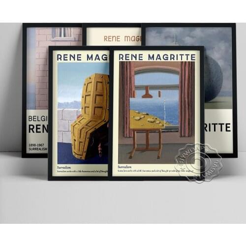 Rene Magritte Surrealism Exhibition Museum Poster, La Condition Humaine Canvas Painting, Memory Of A Voyage Art Print Wall Decor