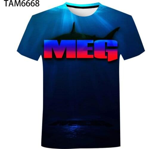 Shark Meg Fun T-shirt Cool Casual Proud T-shirt Mens New Fashion T-shirt Loose Size Top Factory Outlet