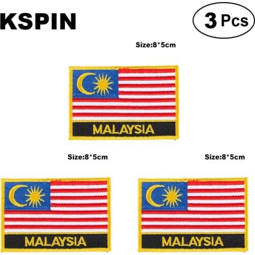 Malaysia Rectangular Shape Flag patches embroidered flag patches national flag patches for clothing DIY Decoration