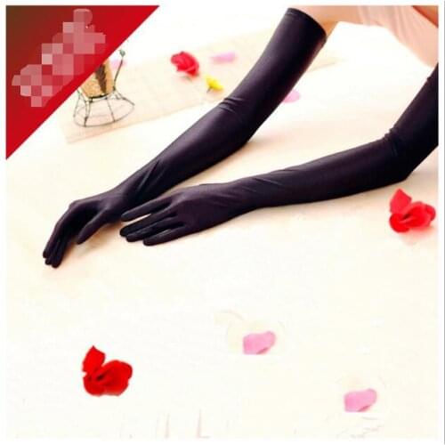 Mercerized cotton high elastic long sun gloves long summer driving UV long gloves long 55cm