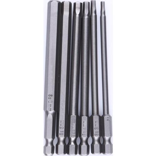 6pcs 100mm Length 1/4 Inch Hex Shank Magnetic Hexagon Head Screwdriver Bit Set H2.5 H3 H4 H5 H6 H8 Drill 1 Screwdriver