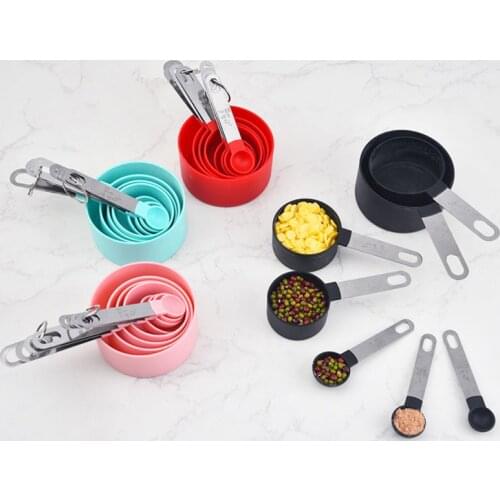 4/8 Pcs Multi Purpose Spoons/Cups Set Measuring Tools Coffee Sugar Scoop Cake Stainless Steel Plastic Handle Kitchen Gadgets