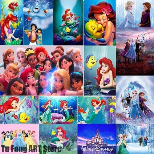 Canvas Painting Disney Mermaid Princess Wall Art Nordic Posters and Prints Room Decor Pictures for Living Kids Home Decoration