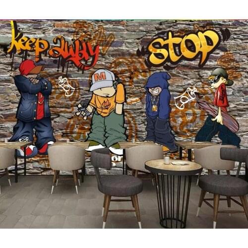 Custom mural 3d photo wallpaper Retro nostalgic street graffiti brick wall hip hop home decor living room wallpaper for walls 3d