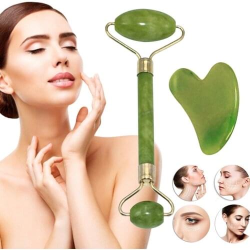 Natural Massager For Face Jade Roller Face Massager Gua Sha Massage Tool Set Gua Sha Scraper Massage For Face Gua Sha