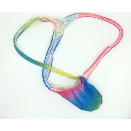 New men thongs sexy lingerie pants funny men underwear gay rainbow striped underwear jockstrap